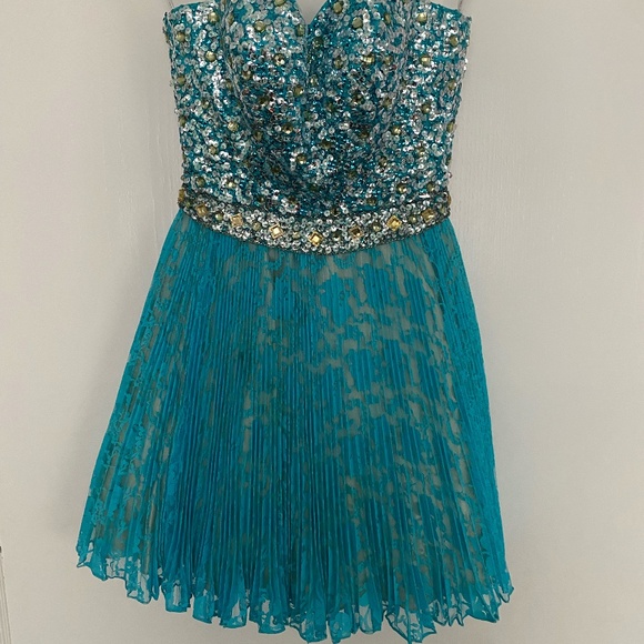 blue beaded sherri hill dress - Picture 2 of 3